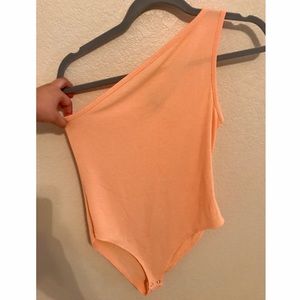 one-shoulder bodysuit- peach color